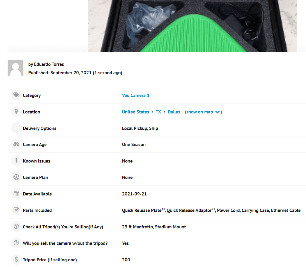 Sell Your Veo Camera